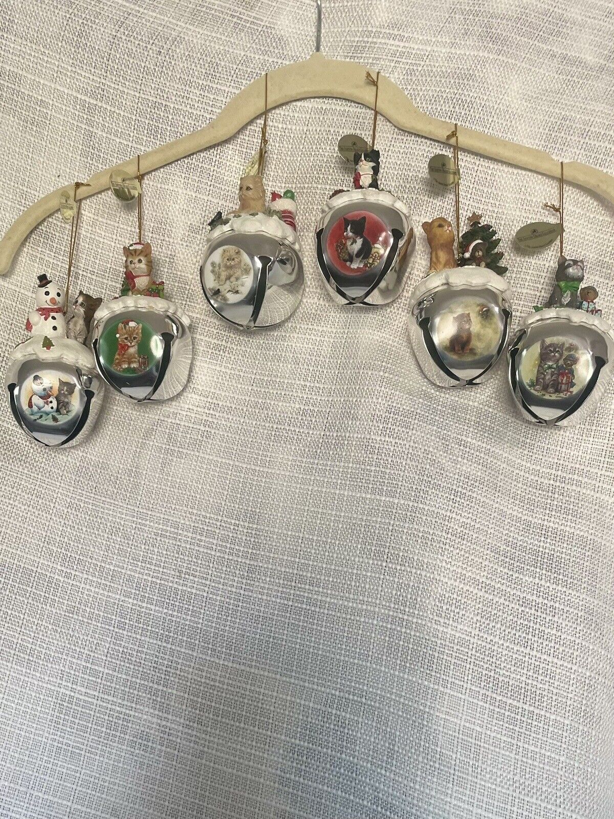 The Ashton Drake “Purrfect Holiday Sleigh Bells”Ornaments Collection Set of 6
