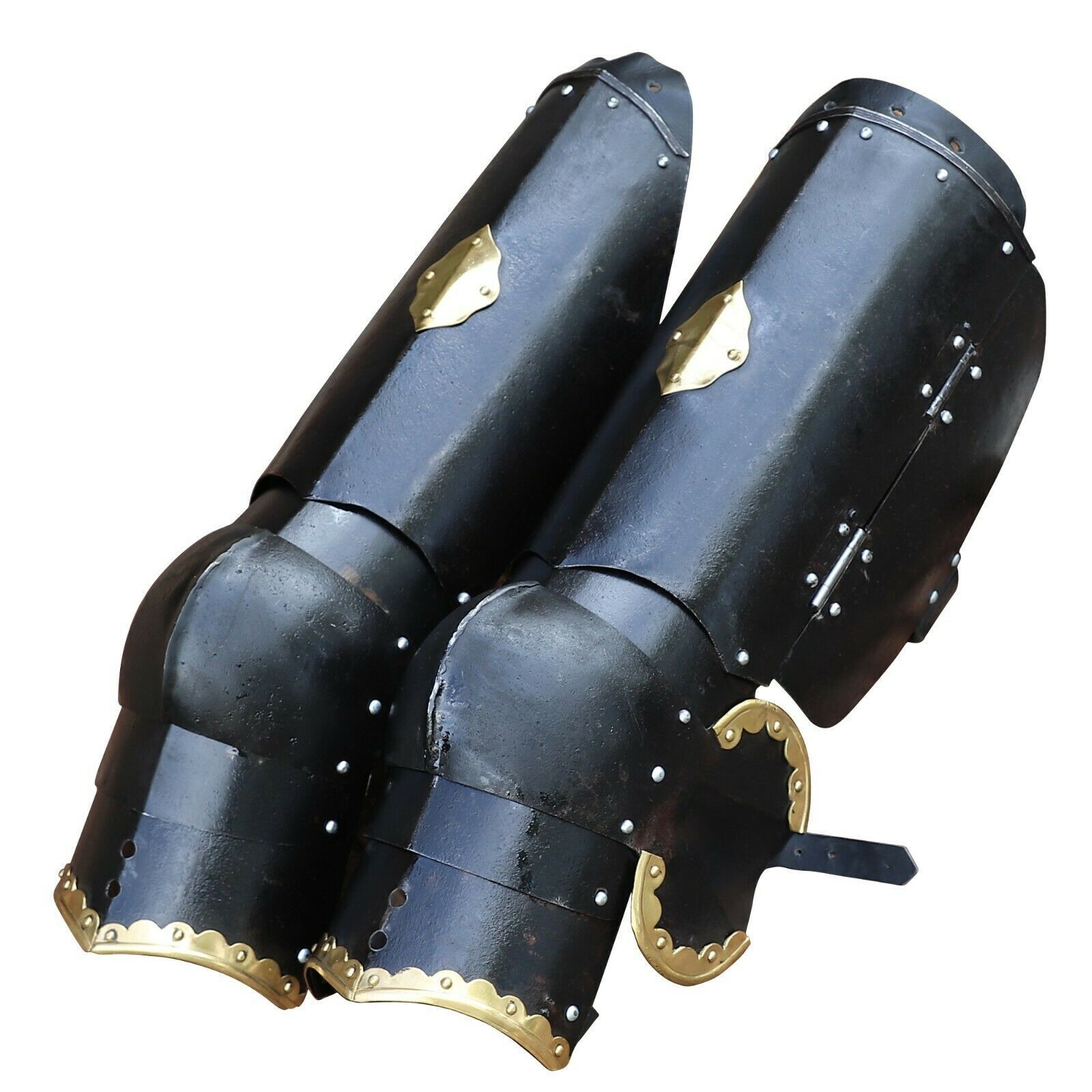 Medieval Leg Armor Cursed Black Knight Functional Steel Practice Training