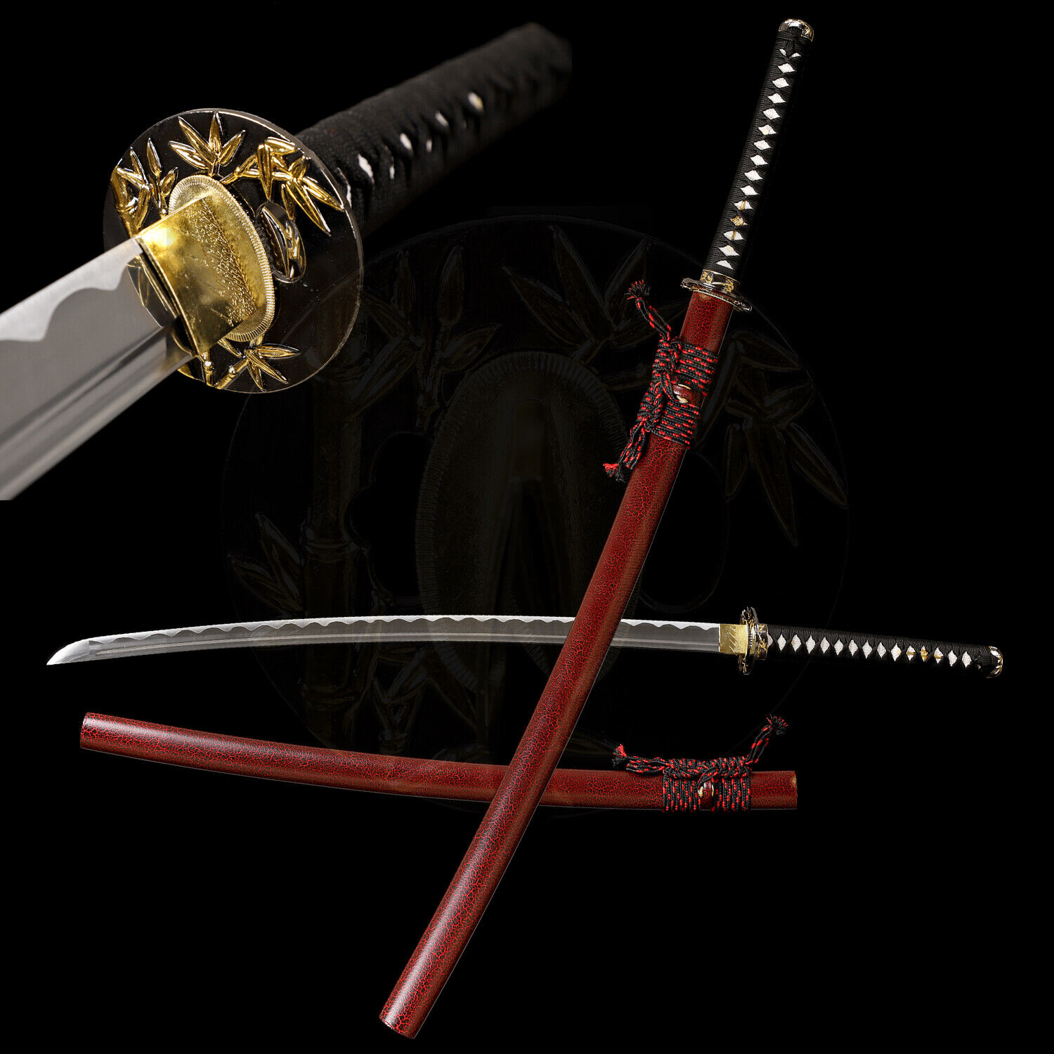 Red 41'' Hand Polished T10 Steel Razor Sharp Blade Katana Japanese Samurai Sword