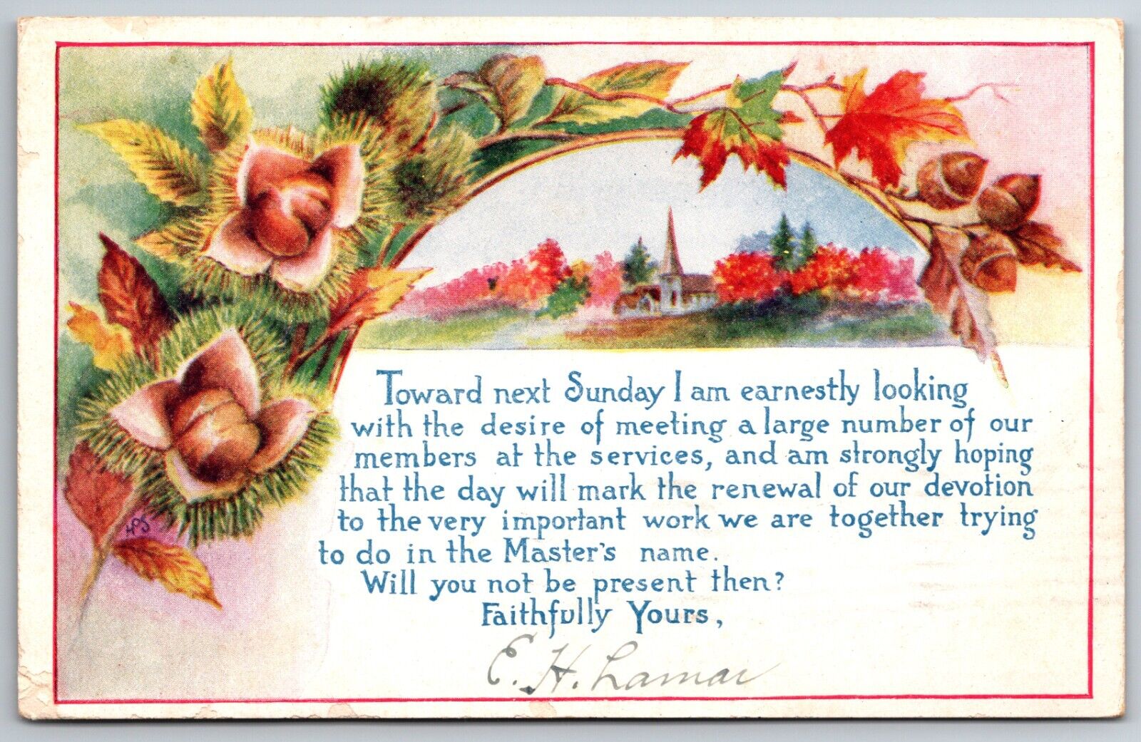 Rally Day Frederick Maryland MD Rev C W Brubaker DD 1912 Church Autumn Postcard