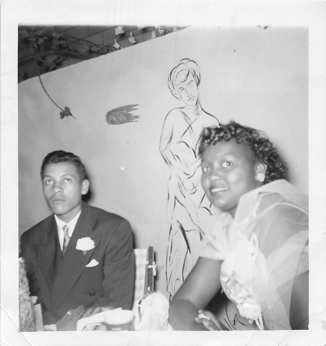 1953 Snapshot Photo African American Man & Woman Black Prom Photo Art On Wall 