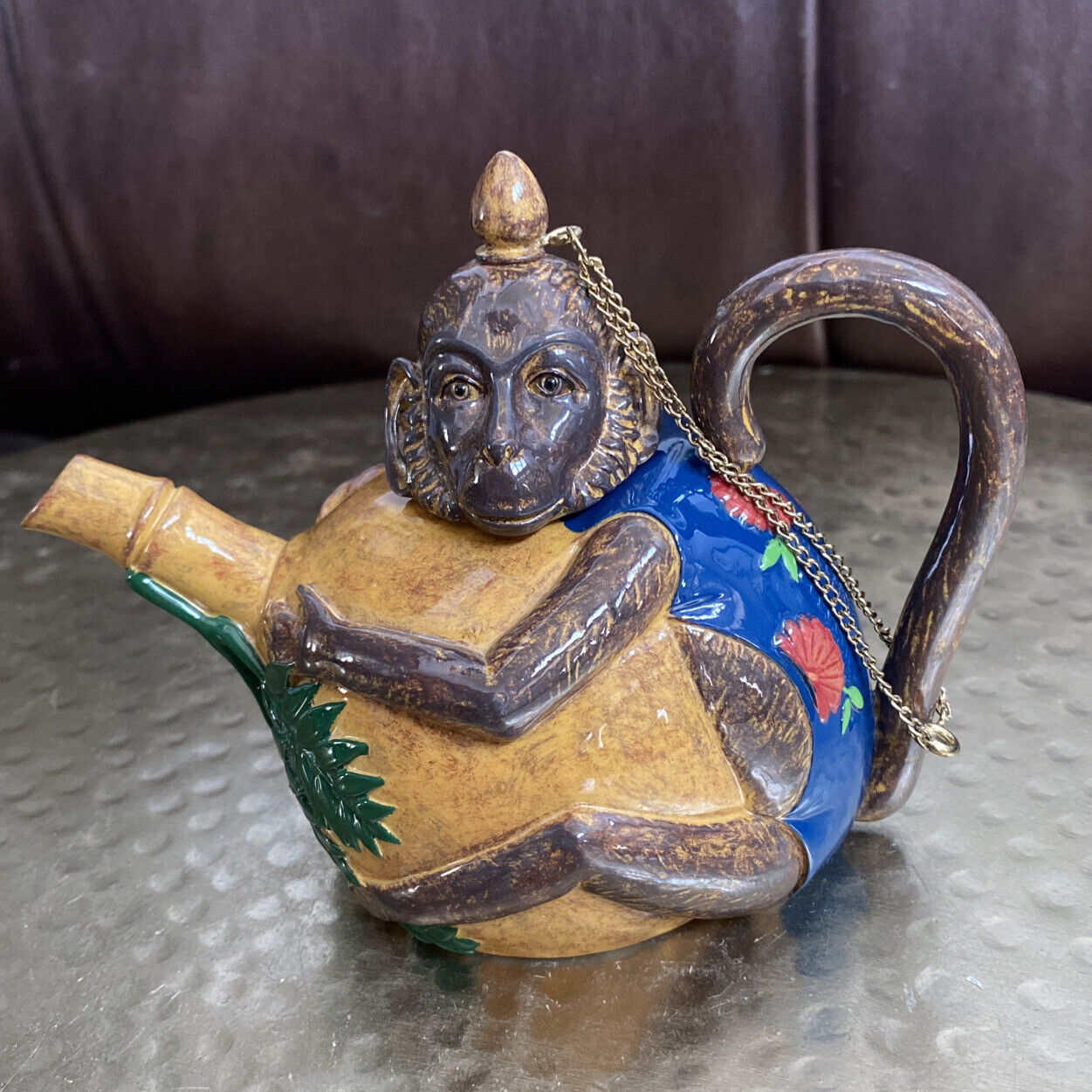 NiNi Miniature Monkey Teapot #6-12 Resin Trinket Holder Mini Teapot Hand Painted