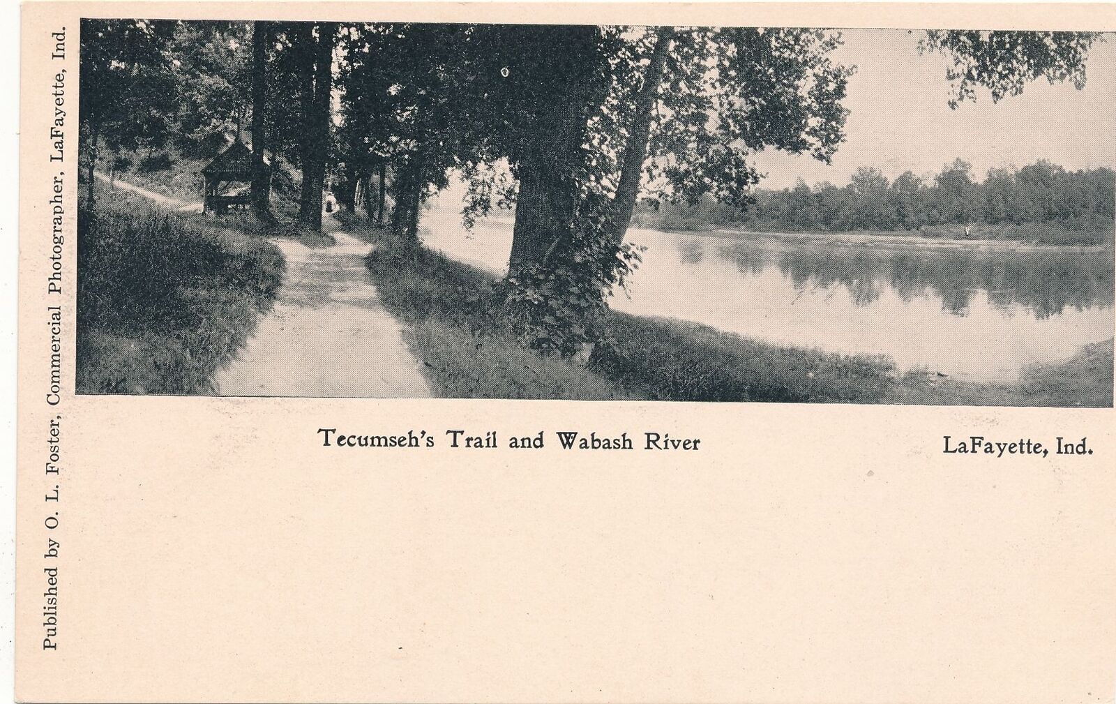 LAFAYETTE IN - Tecumseh's Trail and Wabash River Postcard - udb (pre 1908)