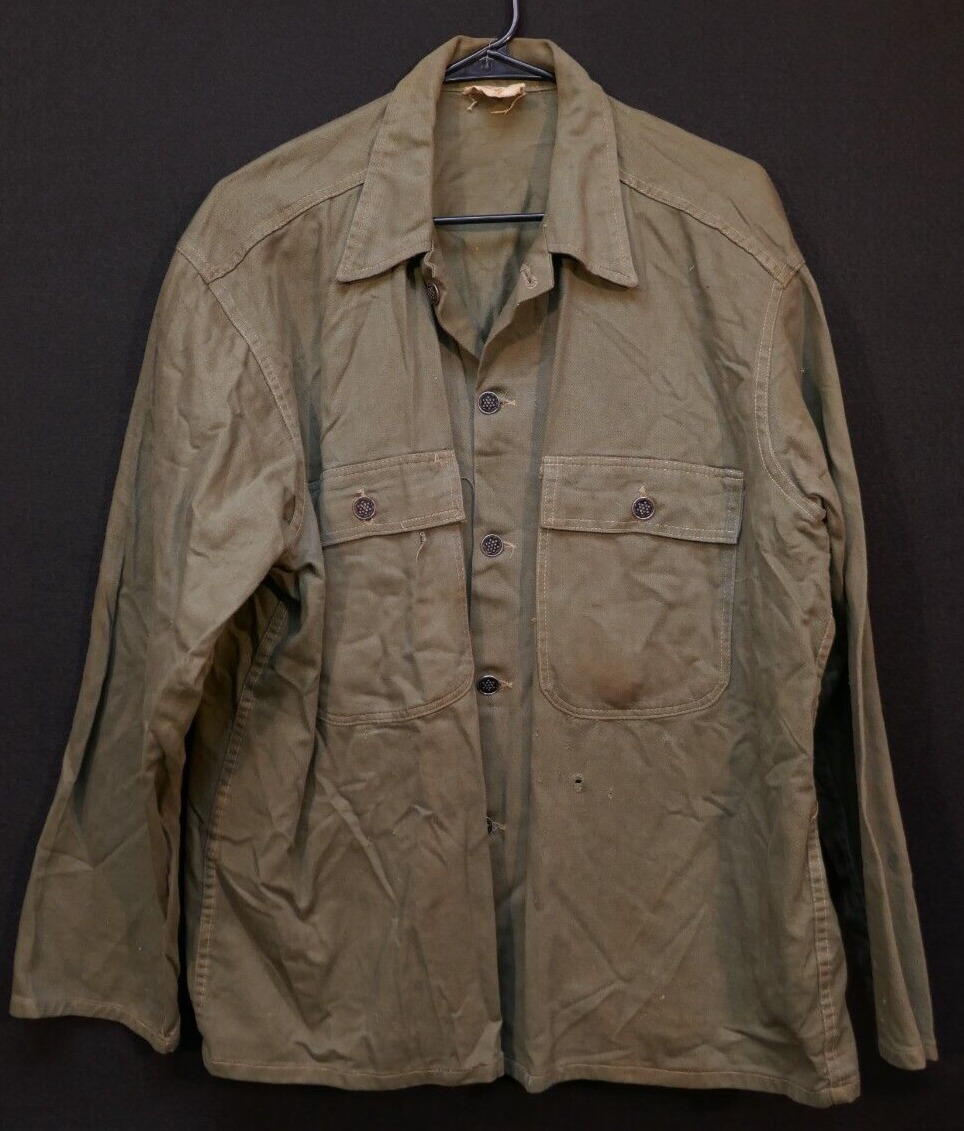 Korean War US Army 13 Star Button Duck Cotton Combat Field Shirt Early-War Issue