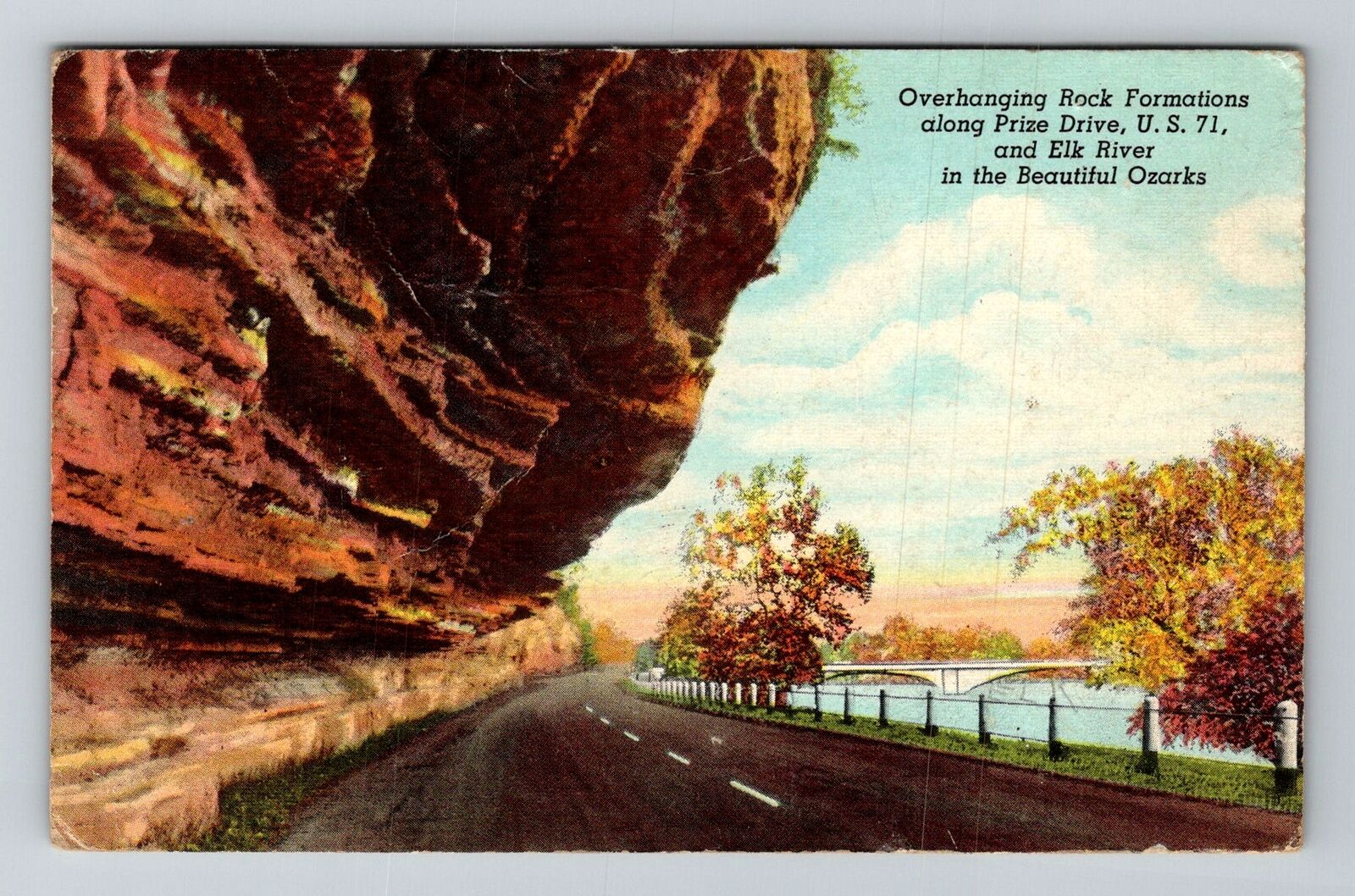 Ozarks MO-Missouri, Overhanging Rock Formations, c1948 Vintage Souvenir Postcard