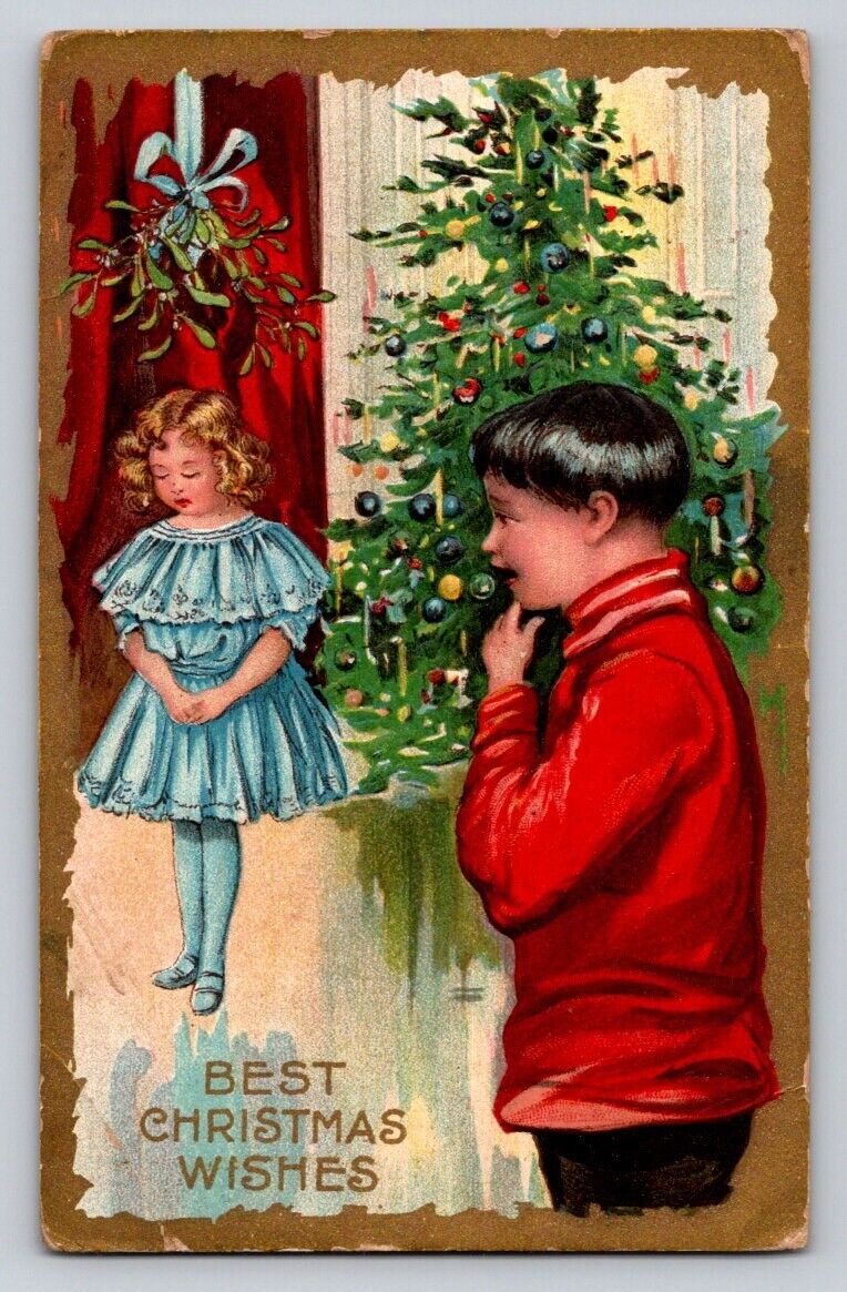 c1910 Boy Girl Children Tree Ornaments Embossed Christmas P356