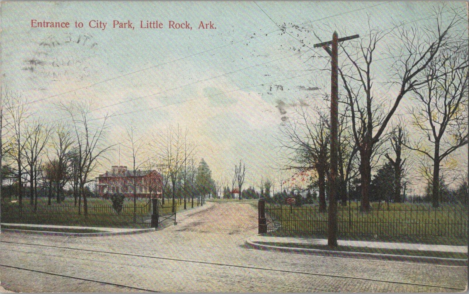Postcard Entrance to City Park Little Rock Arkansas AR 1909 