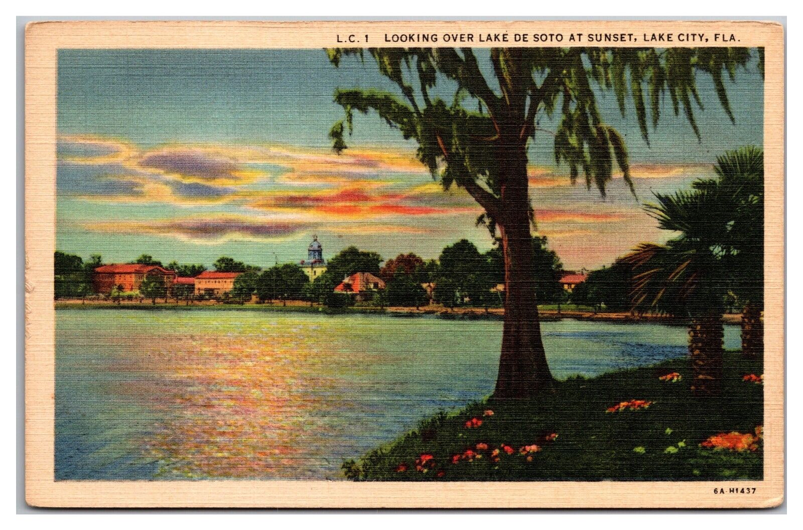 Looking Over Lake De Soto At Sunset, Lake City, Florida Postcard