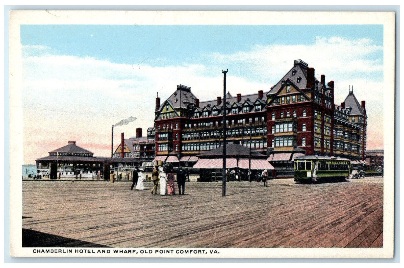 c1920\'s Chamberlin Hotel and Wharf Old Point Comfort Virginia VA Postcard