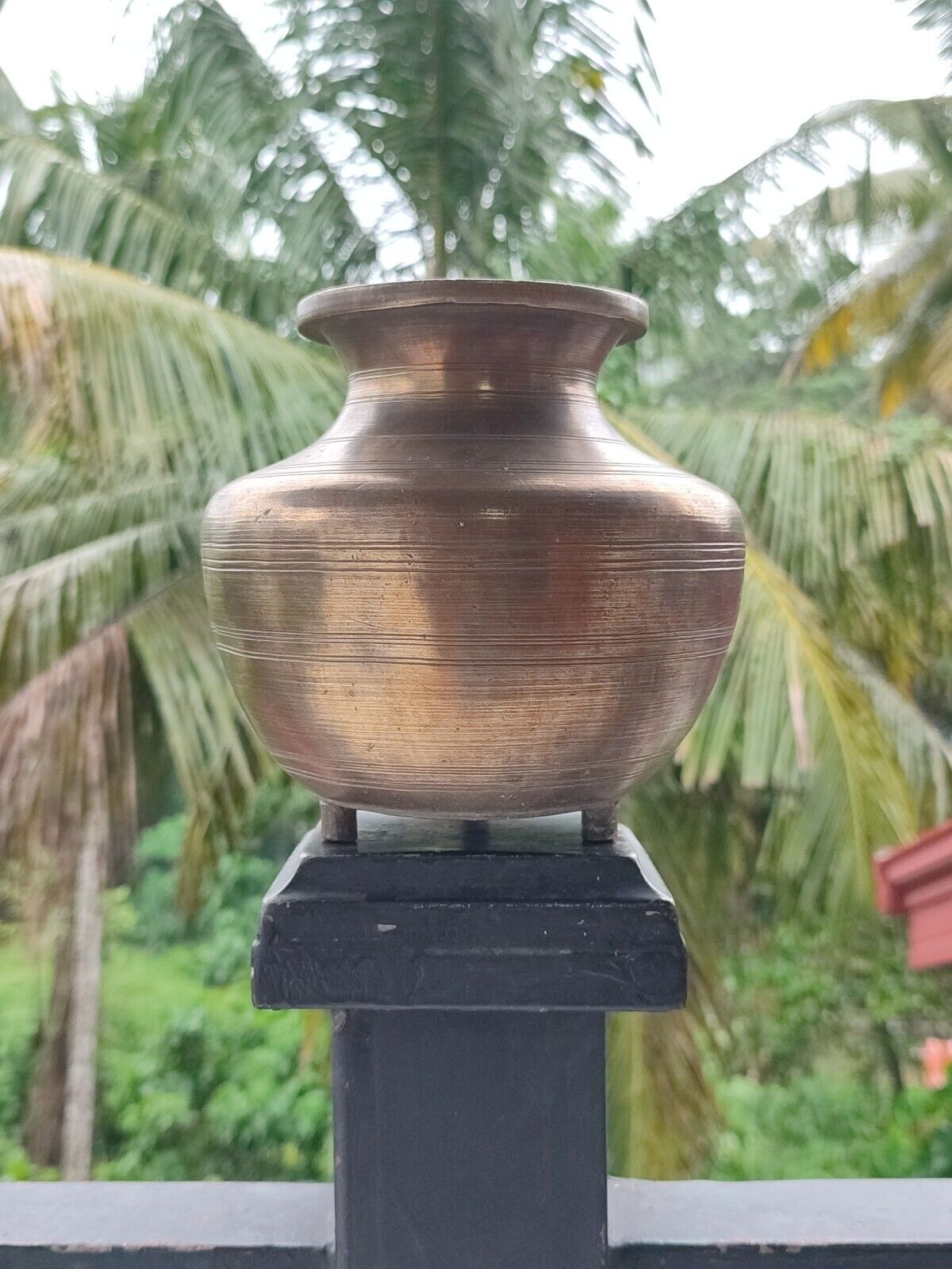 Rare Antique Water Pot Round Shape Brass Vessel Collectible Kitchenware / 1140g 