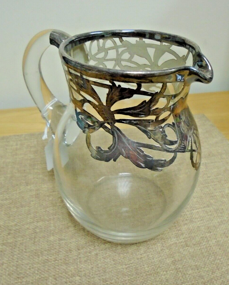 Exceptional Quality Glass and Sterling Silver Glass Pitcher 6\