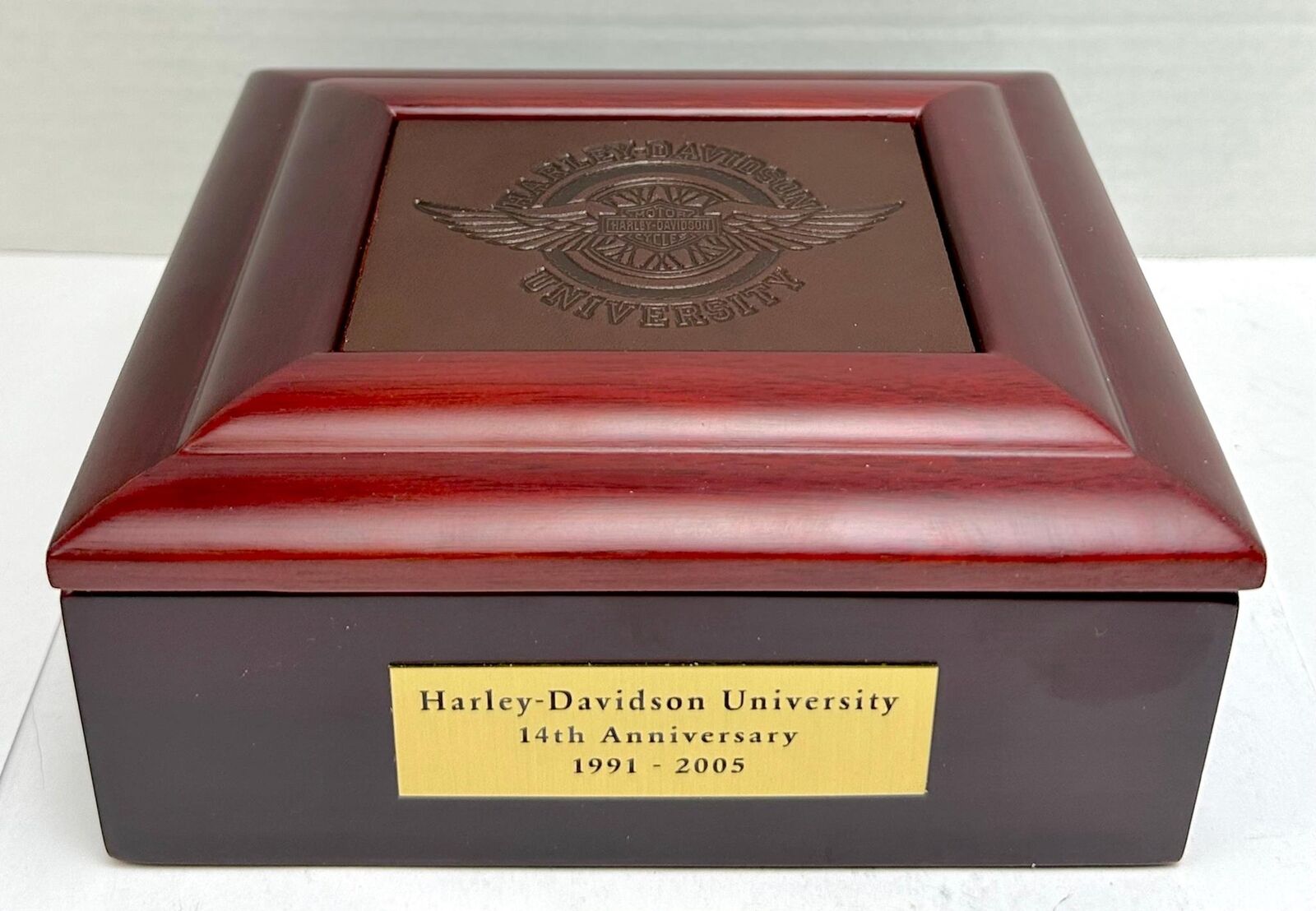 2005 Harley Davidson University 14th Anniversary Wooden Storage Desk Box