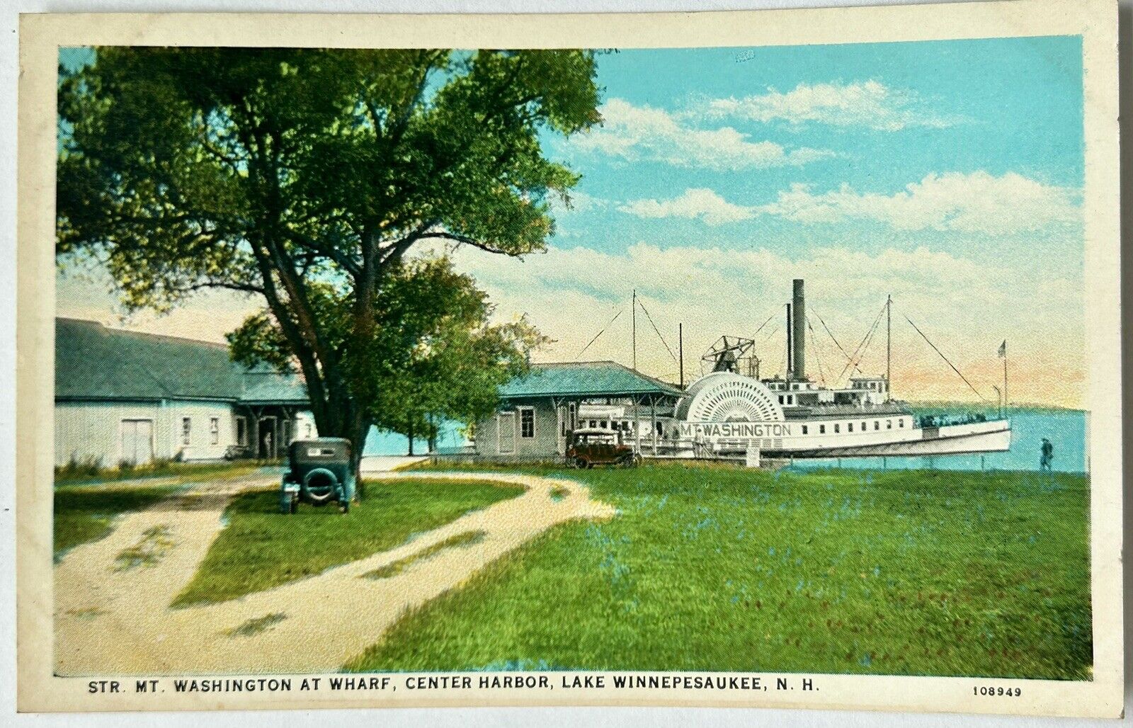 Mt. Washington At Wharf. Center Harbor. Lake Winnepesaukee, NH Postcard