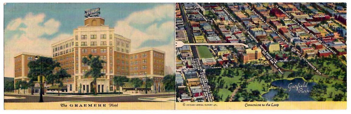 THE GRAEMERE HOTEL Chicago IL ~ Vintage Folding Postcard ~ 