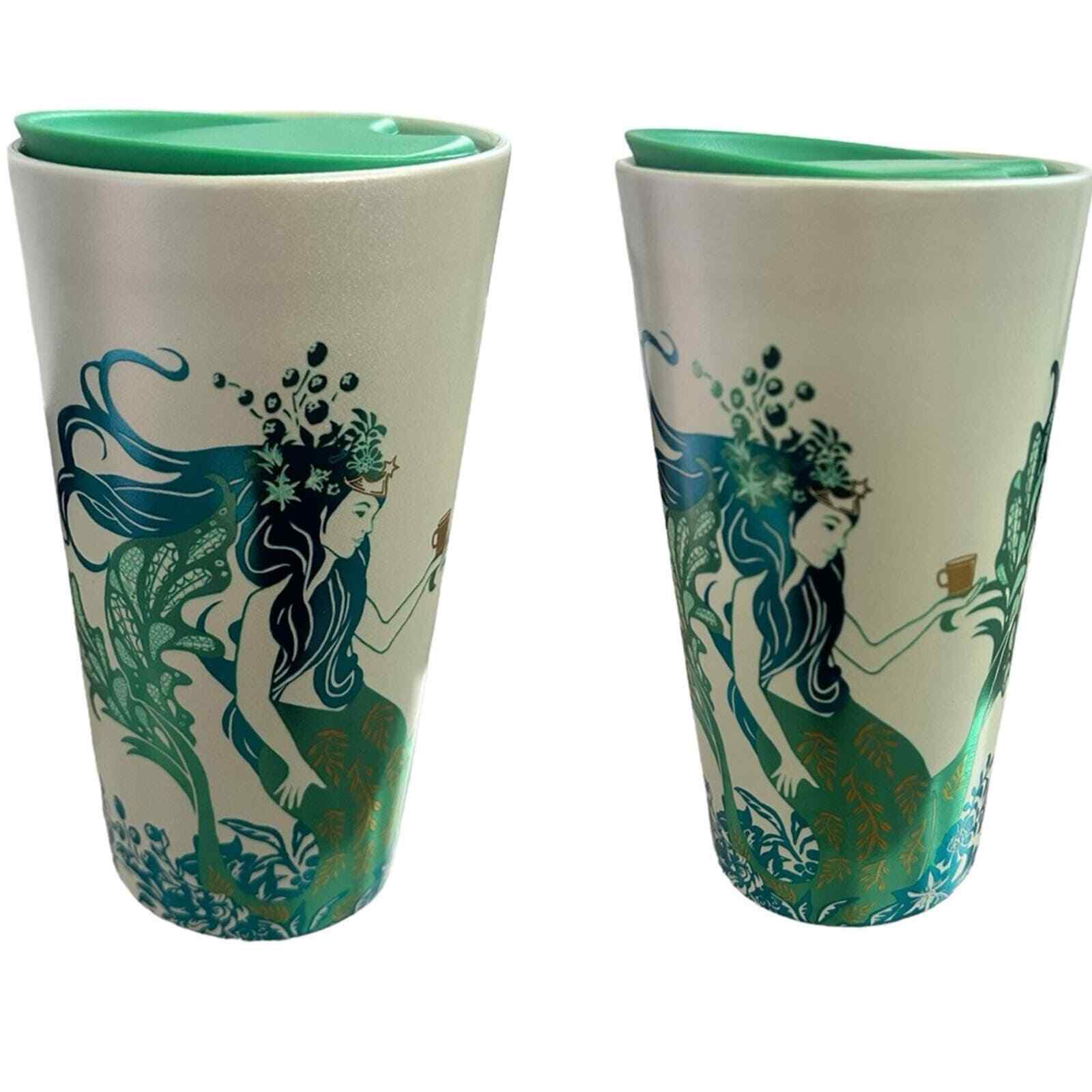 Starbucks 2022 Holiday Iridescent Mint Green Siren Mermaid Ceramic Tumbler 12oz