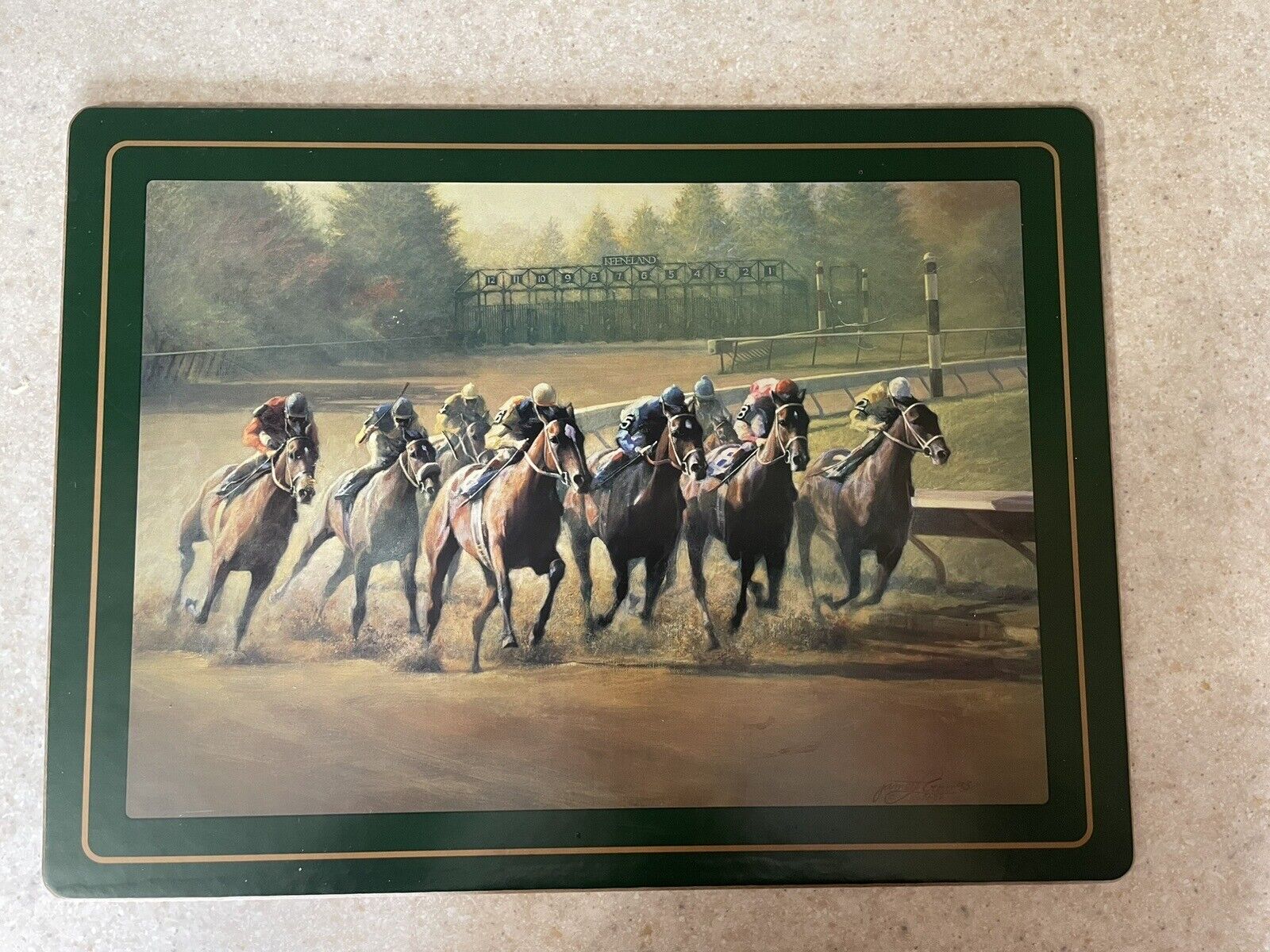 James L Crow Thundering Home Horse Racing Circa 1993 Wooden Print Placemat Photo