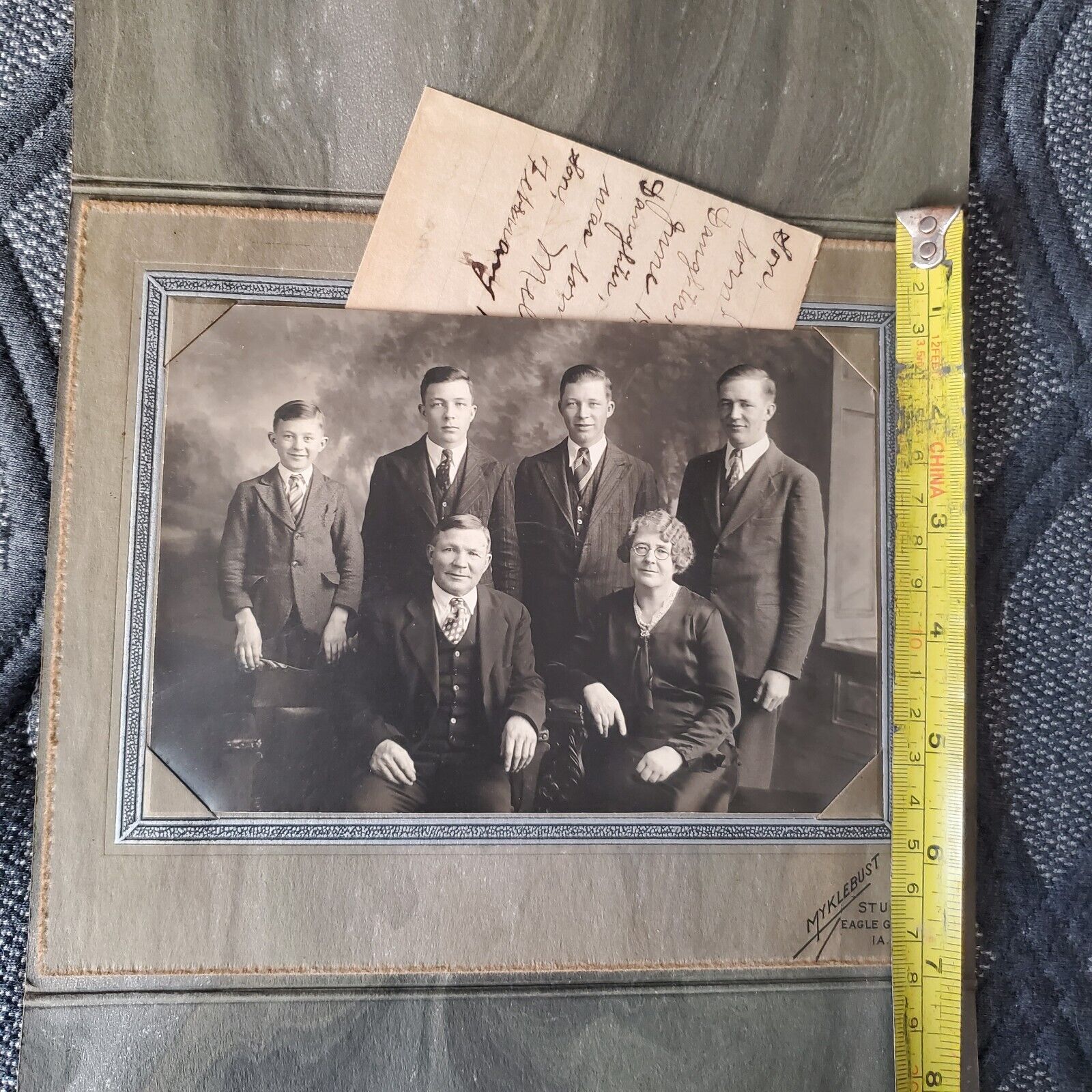 ATQ 1900's Portrait Photograph Cabinet Card Amerson Family Handwritten Genealogy