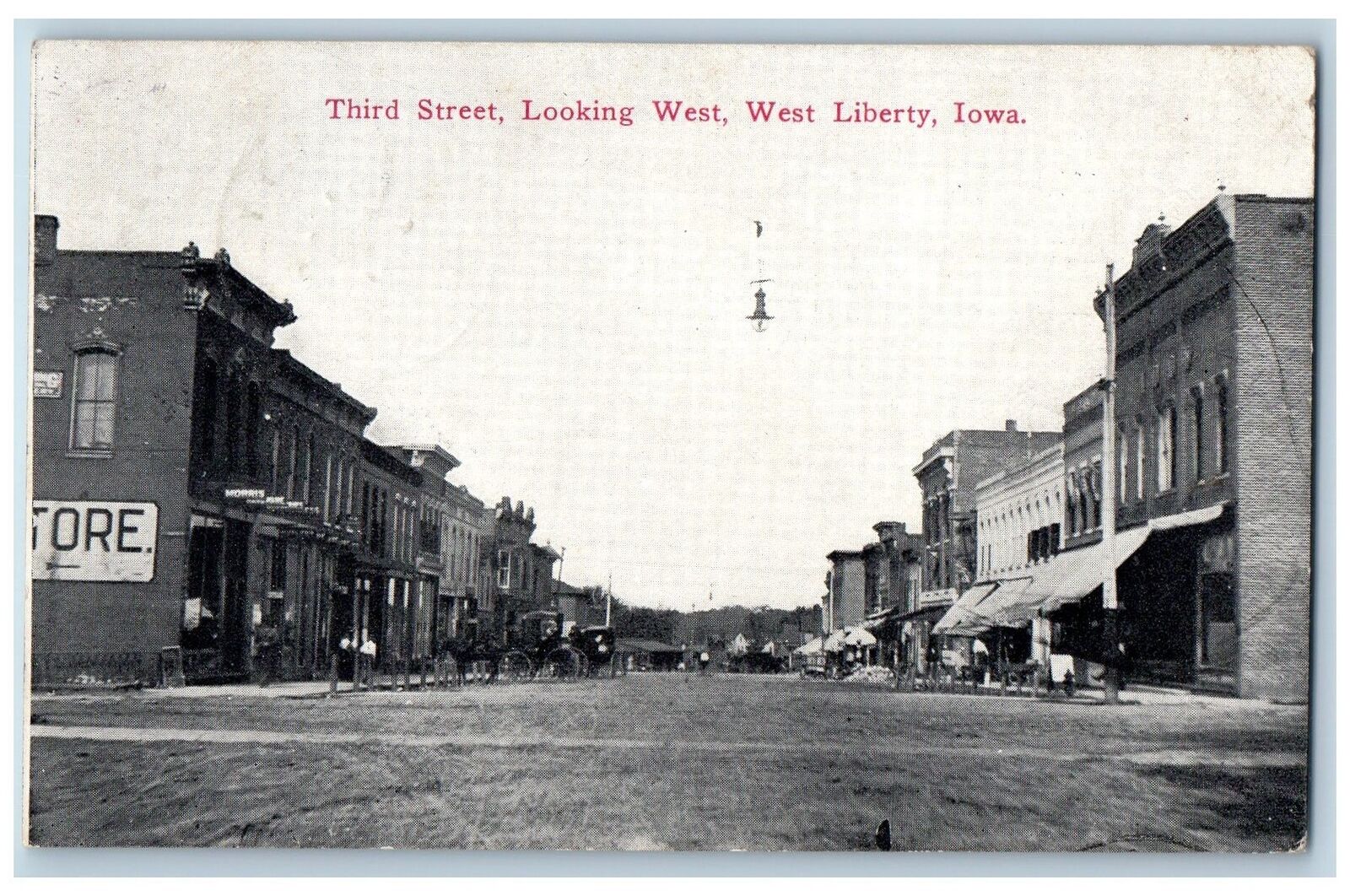 1911 Third Street From West Dirt Road Horse Carriage West Liberty Iowa Postcard