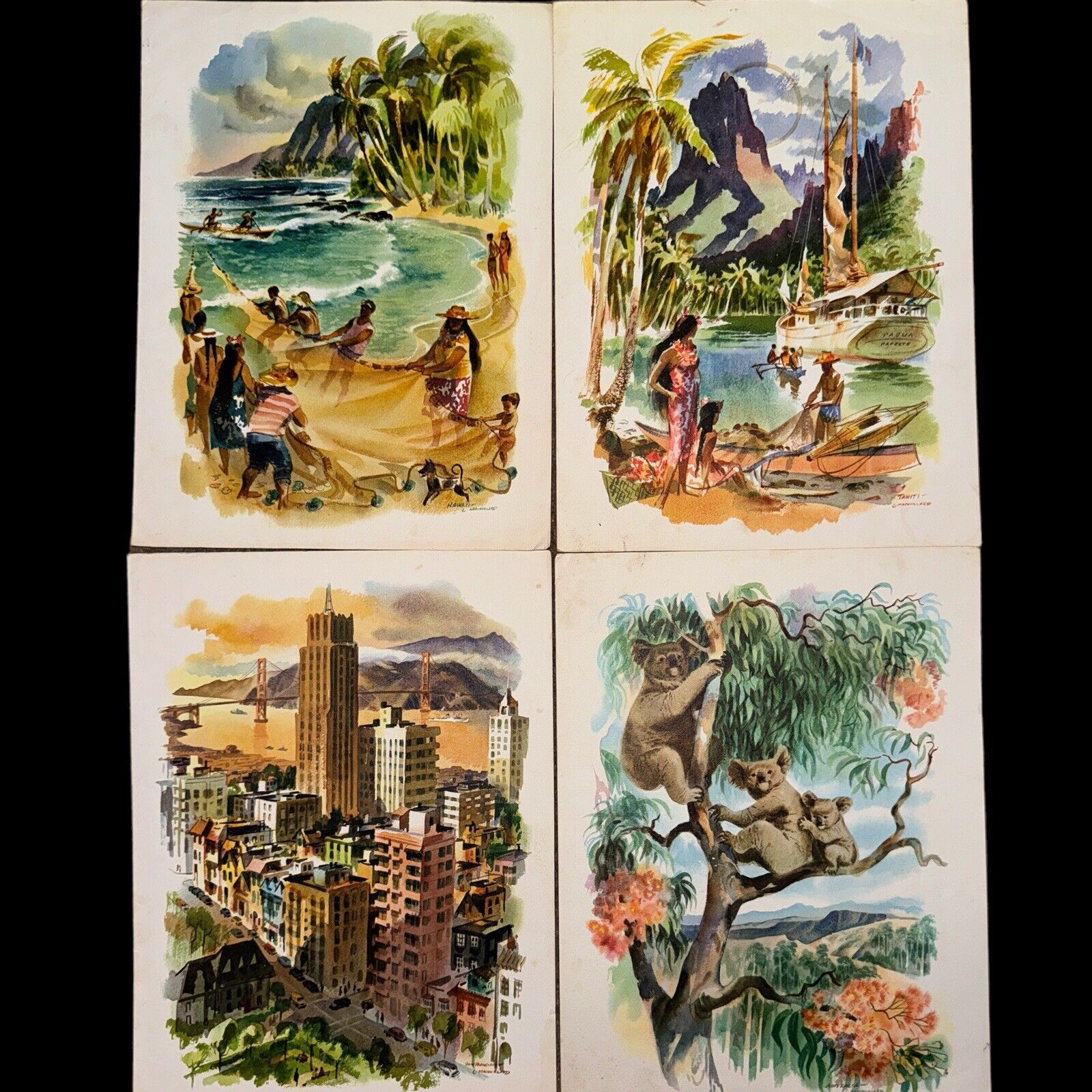 4 1971 Menus SS Monterey Tahiti San Fran Hawaii Australia  Macouillard Prints