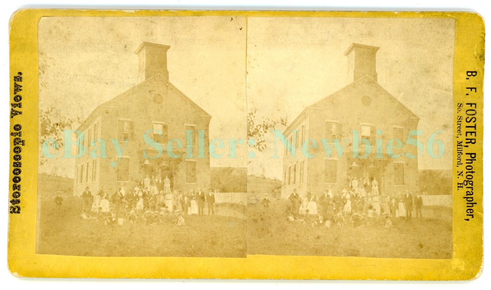 Shirley Mass MA - EARLY SCHOOL HOUSE - c1870s Large Mount Stereoview