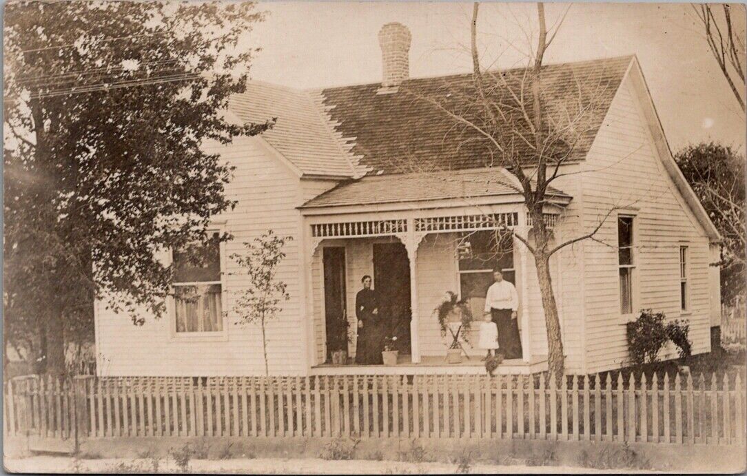 1908, Home in ENFIELD, Illinois Real Photo Postcard