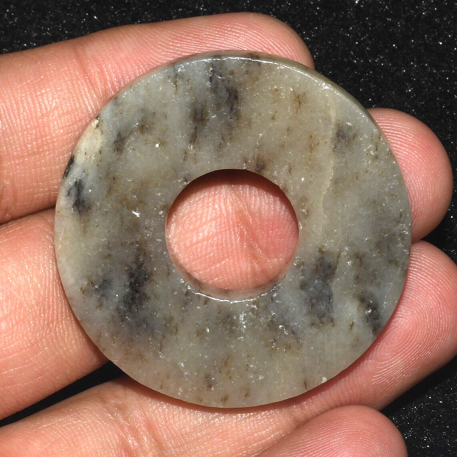 Ancient Northwestern Chinese Qijia culture Jade Bi Disc Ring Circa 3000-2000 BCE