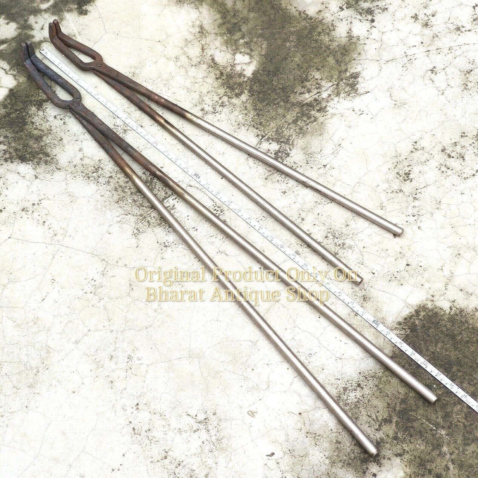 Blacksmith Tongs Set Of 2 Forge Hammer Anvil And Vise Tools