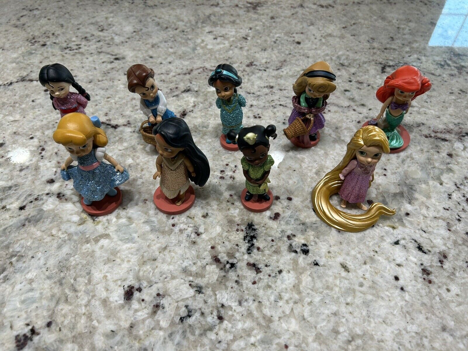 Disney Store Princess Animators Collection Glitter Figure Play Set Of 9