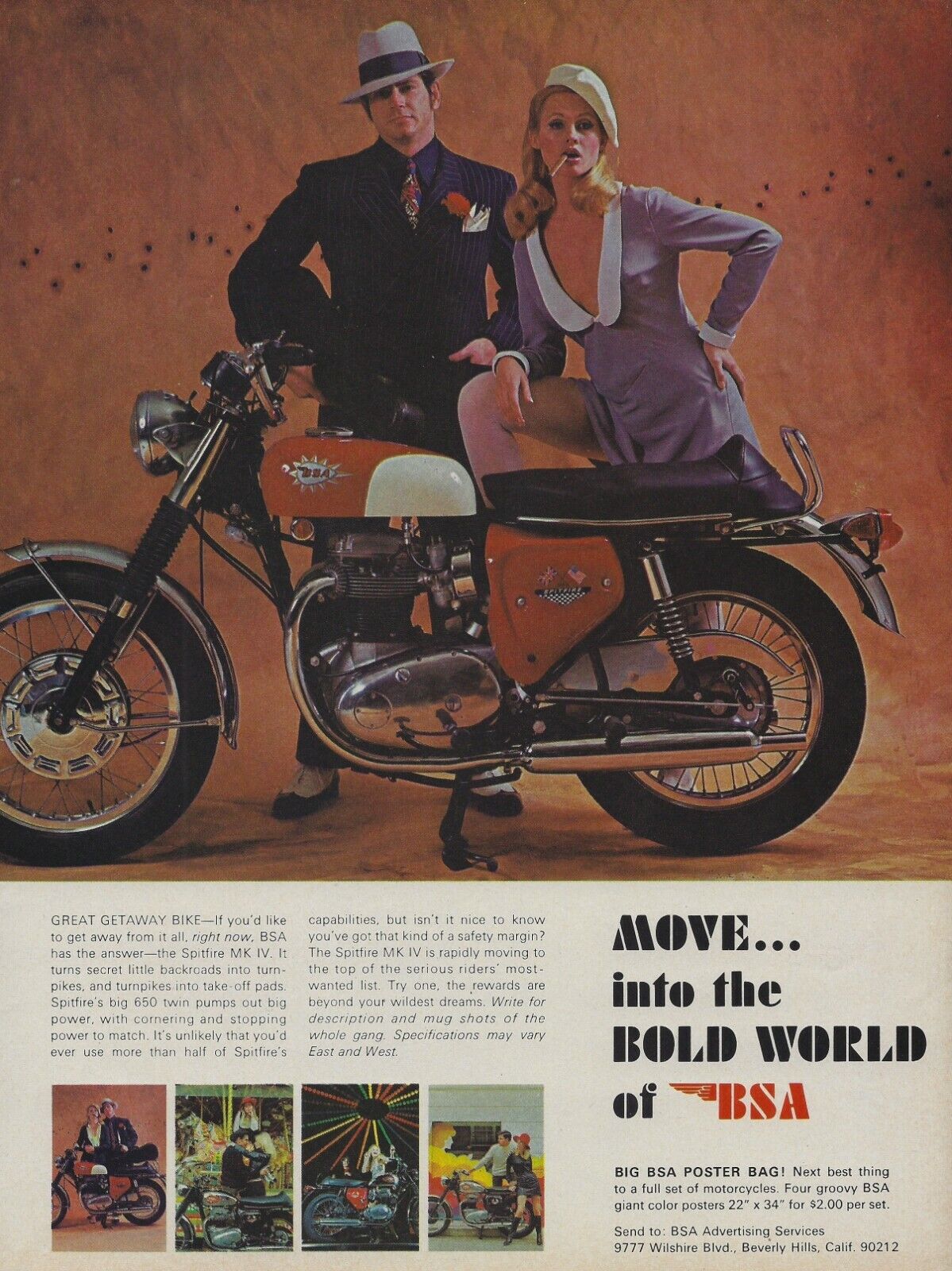 1968 BSA Spitfire Mk IV Motorcycle Ad Vintage Magazine Advertisement 650 Twin 68