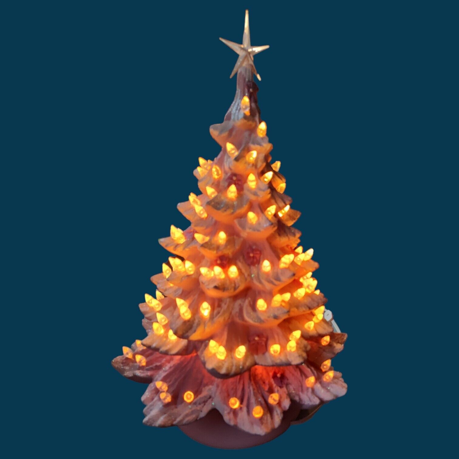 Vtg 1970\'s Nowell Mold Ceramic Lighted Christmas Tree 3 pc 21\