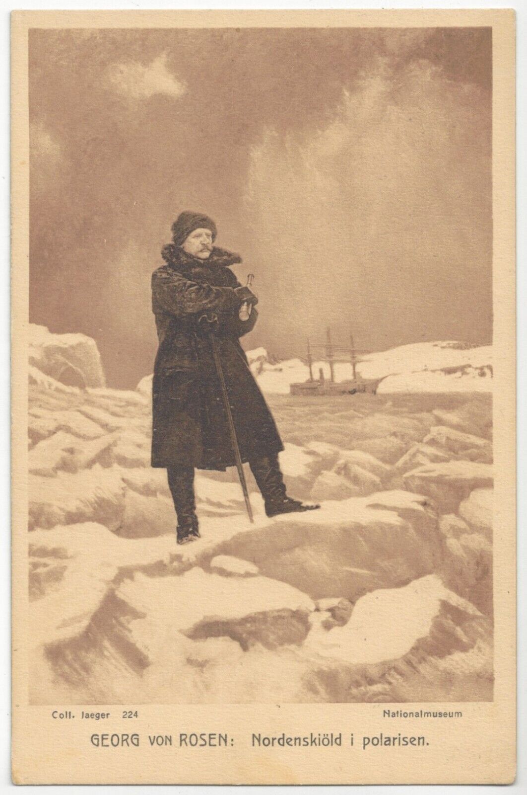 1910 North Pole Explorer & Ship - Polar Exploration - Vintage Postcard