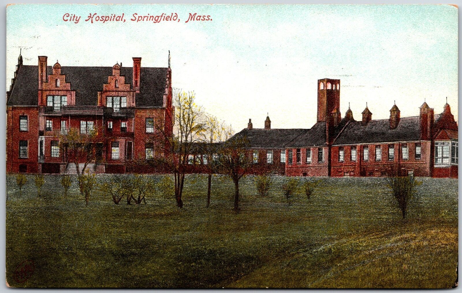 1908 City Hospital Springfield Massachusetts Grounds & Buildings Posted Postcard
