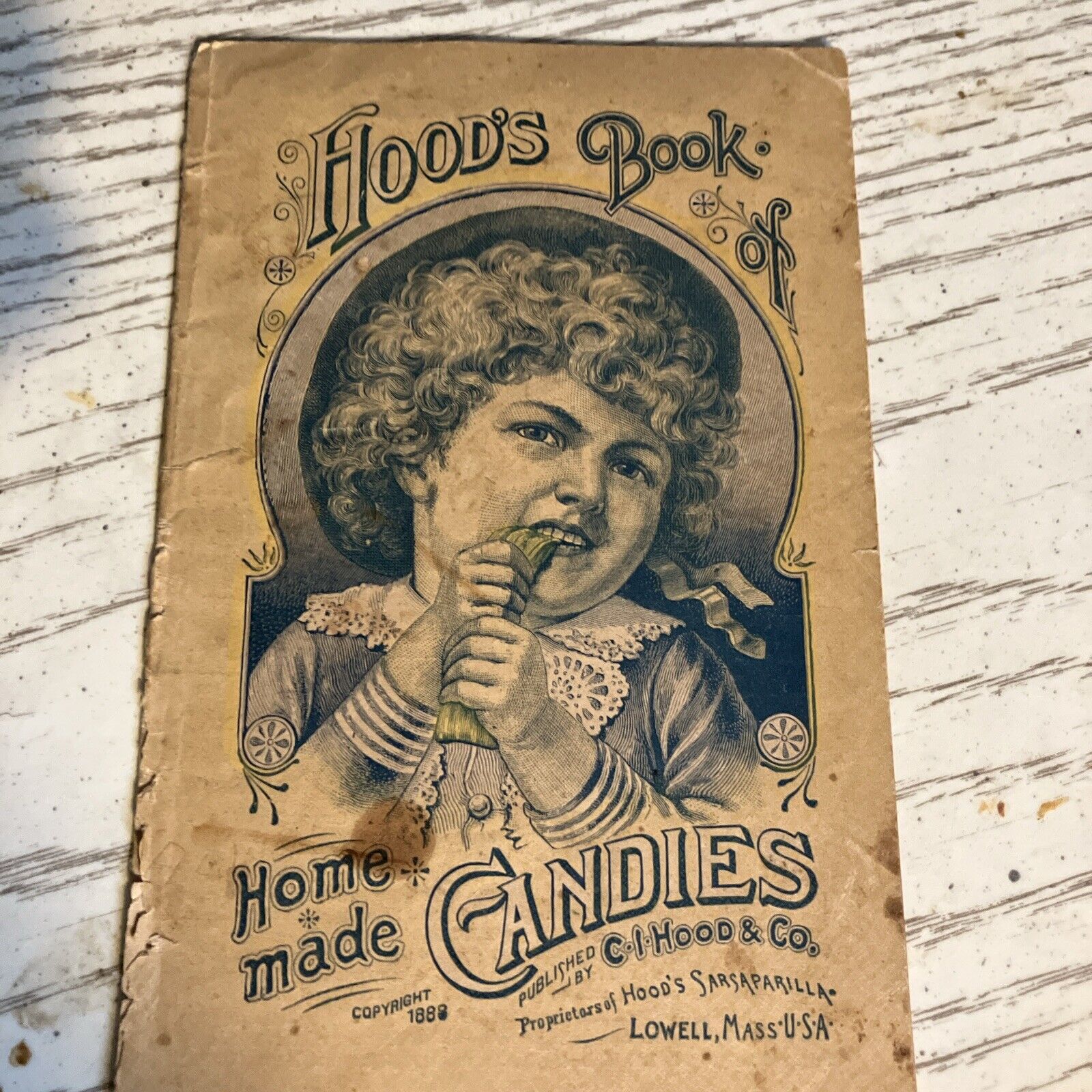 Original Vintage 1888 HOOD\'s BOOK of HOMEMADE CANDIES 16 page booklet