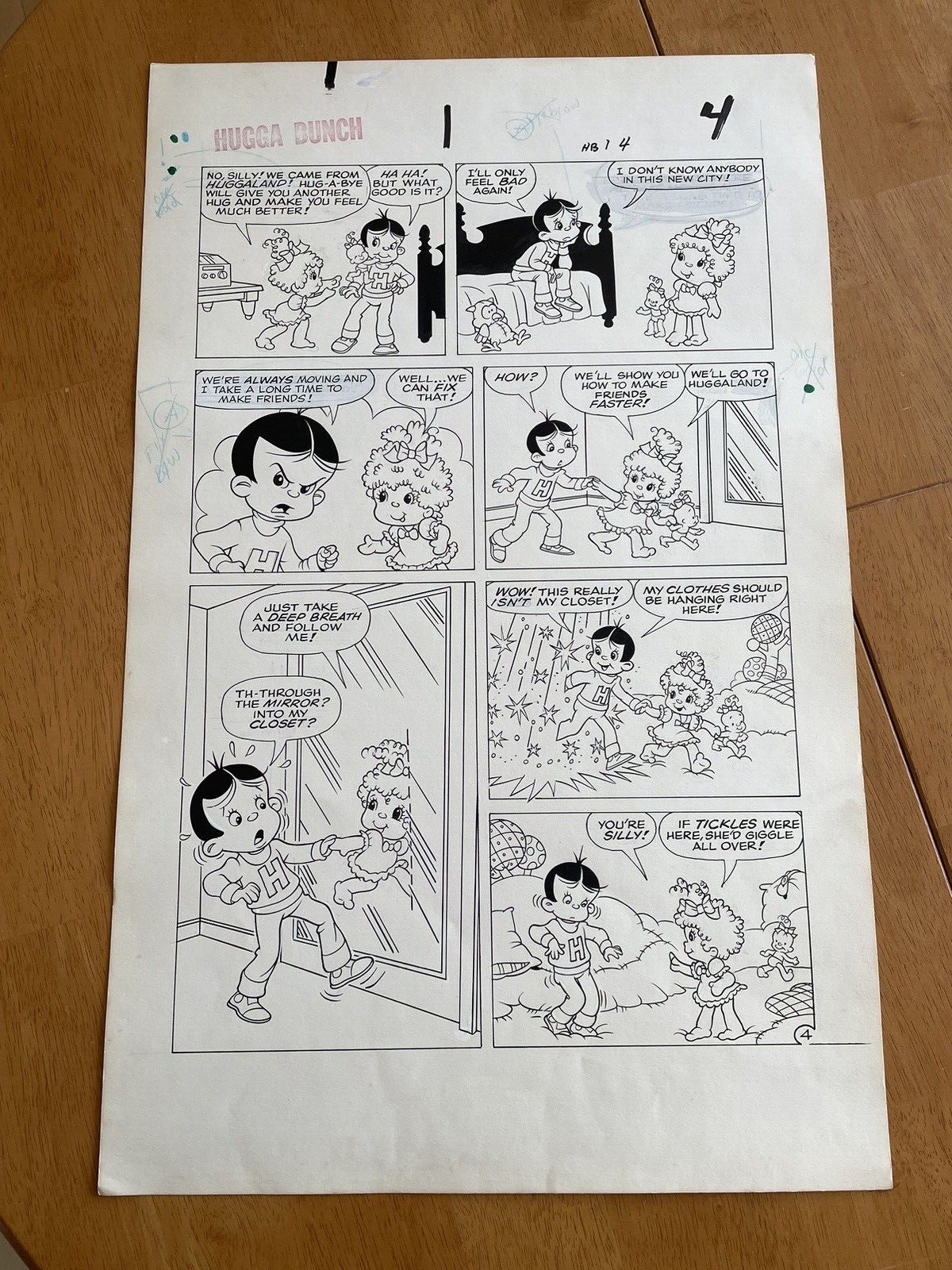 HUGGA BUNCH #1 original comic art 1986 HUGGALAND TICKLES HUG-A-BYE KREMER