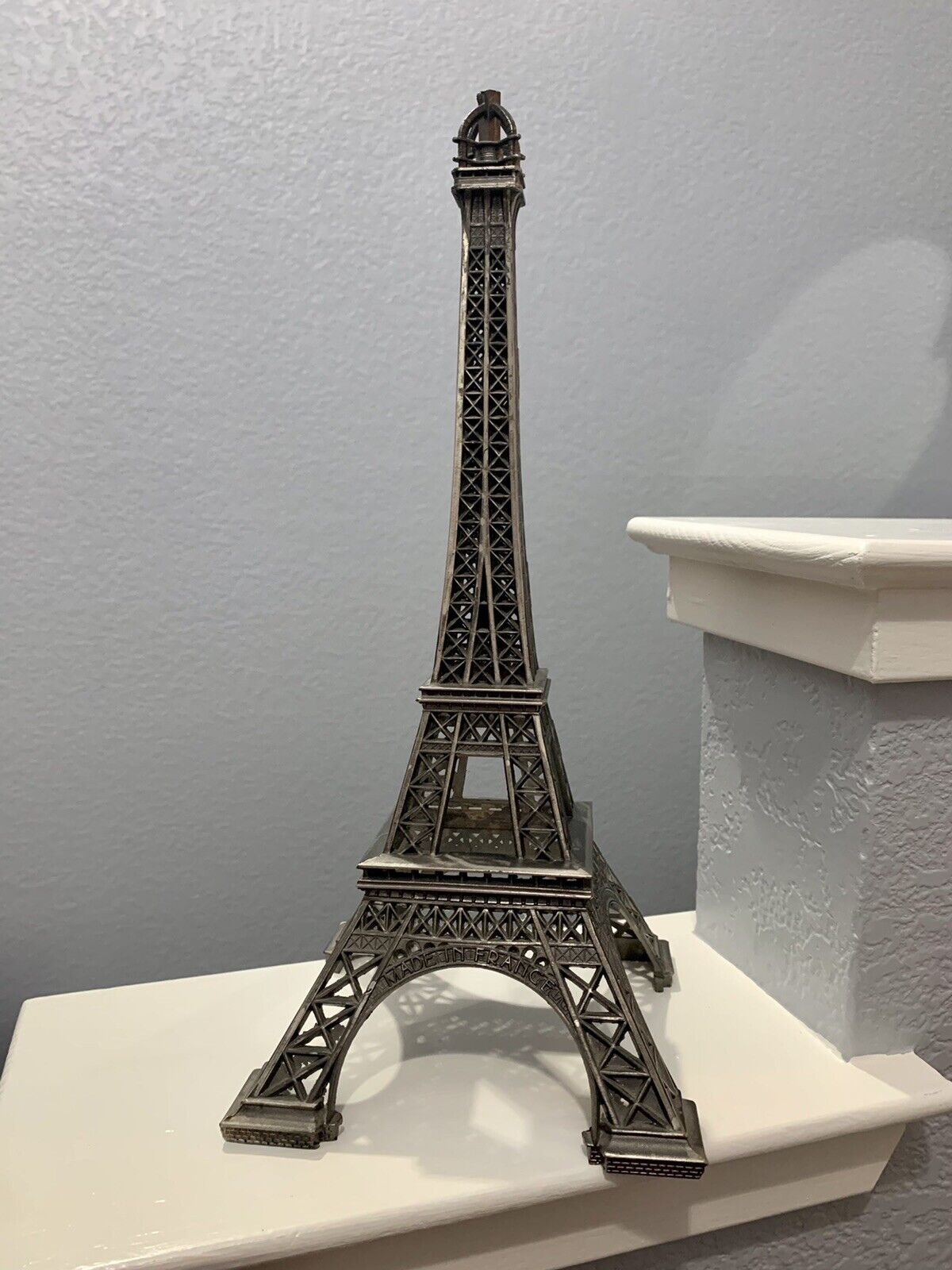 Metal Eiffel Tower Bronze Tone Semi-Distressed Finish 13.5” height