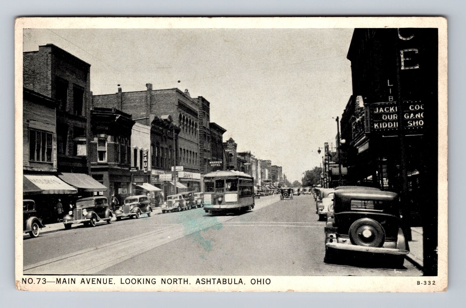 Ashtabula OH-Ohio, Main Avenue Looking North, Antique Vintage Postcard