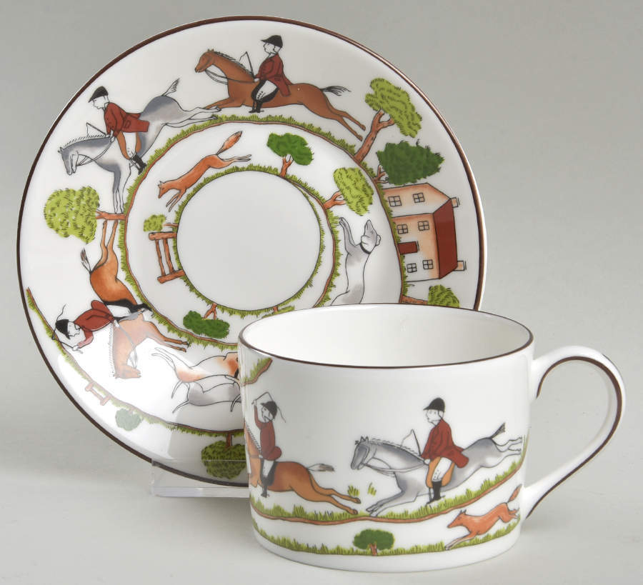 Wedgwood Hunting Scene Imperial Flat Cup & Saucer Set 6553173