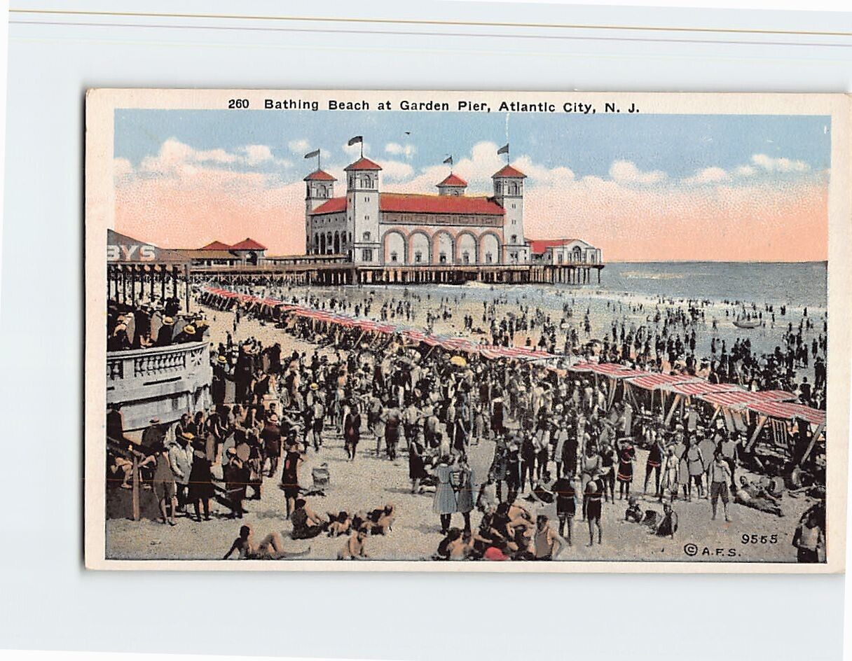 Postcard Bathing Beach at Garden Pier Atlantic City New Jersey USA