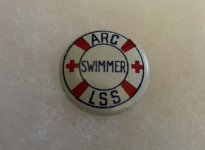 Vintage Red Cross ARC Swimmer LSS   Pin Back