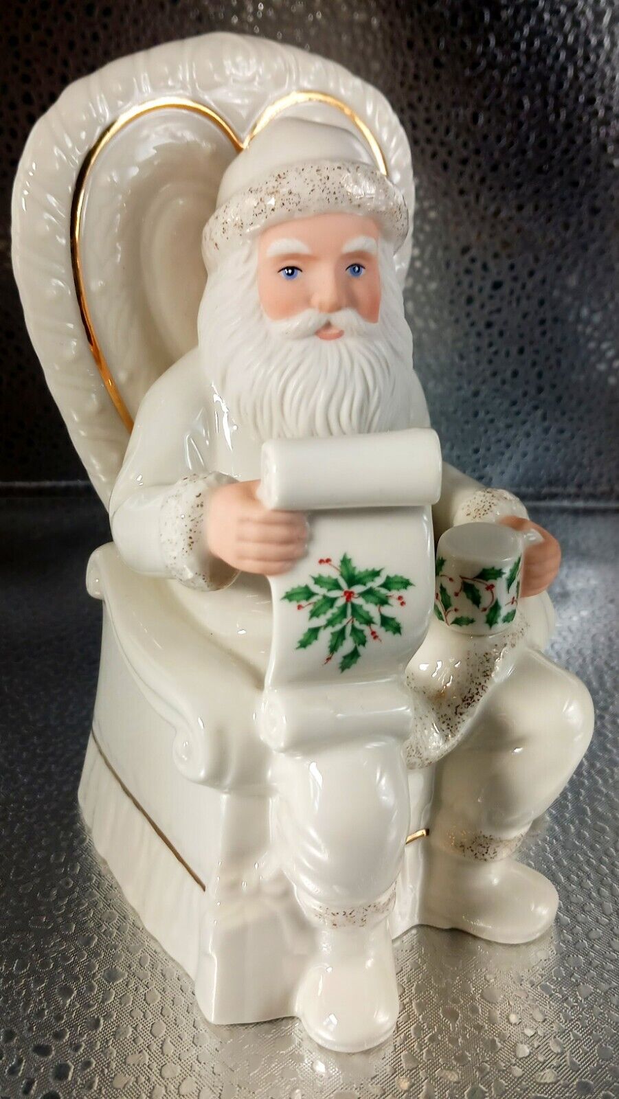 LENOX SANTA on Chair With Naughty & Nice List Great Condition 