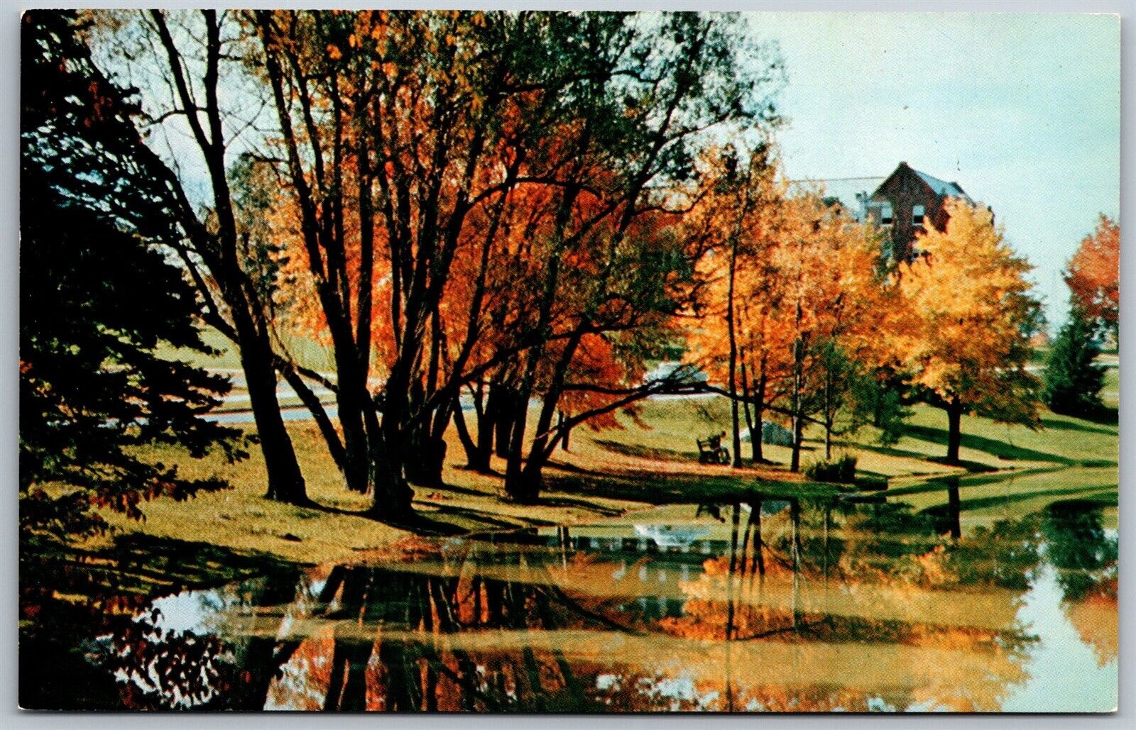 Vtg Mansfield CT Swan Lake View Koons Hall University Of Connecticut Postcard