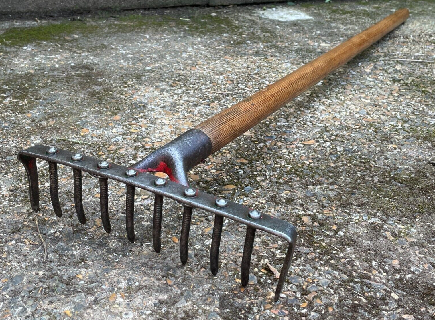 Vintage Long Handled Garden Rake Made In England Old Tool