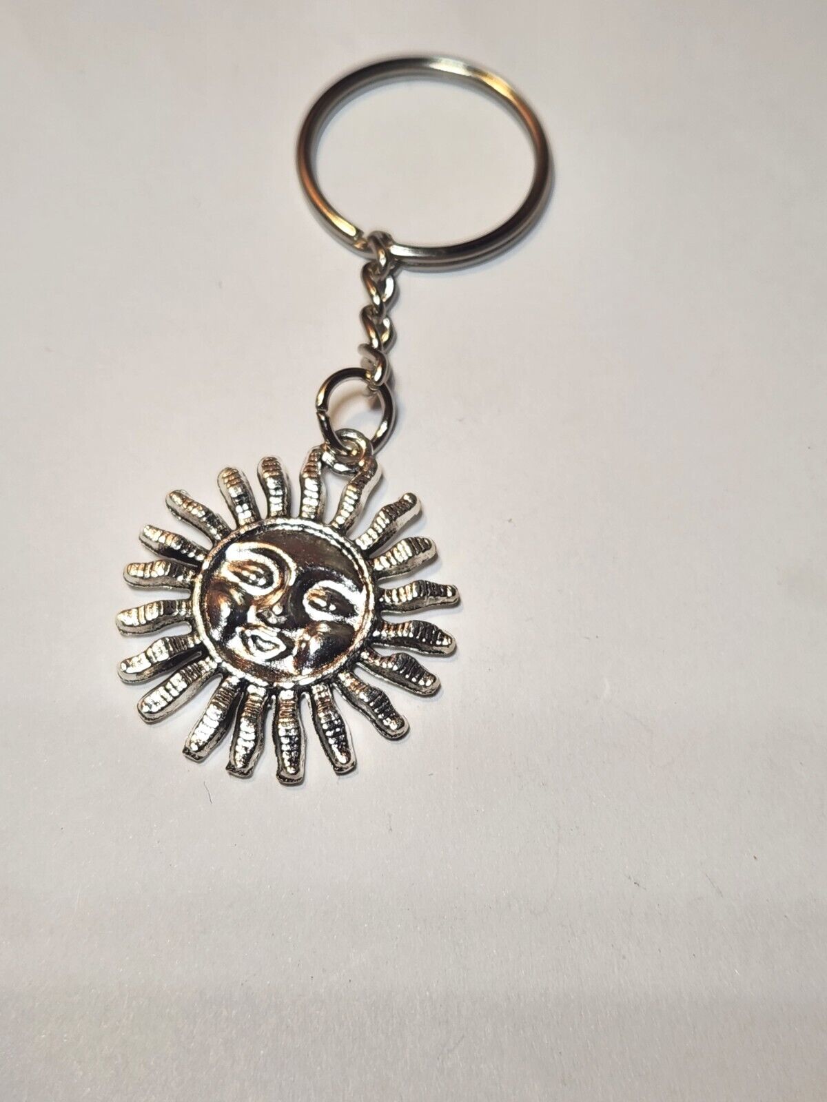 Sun Keychain Happy Sun Keychain Silver-colored