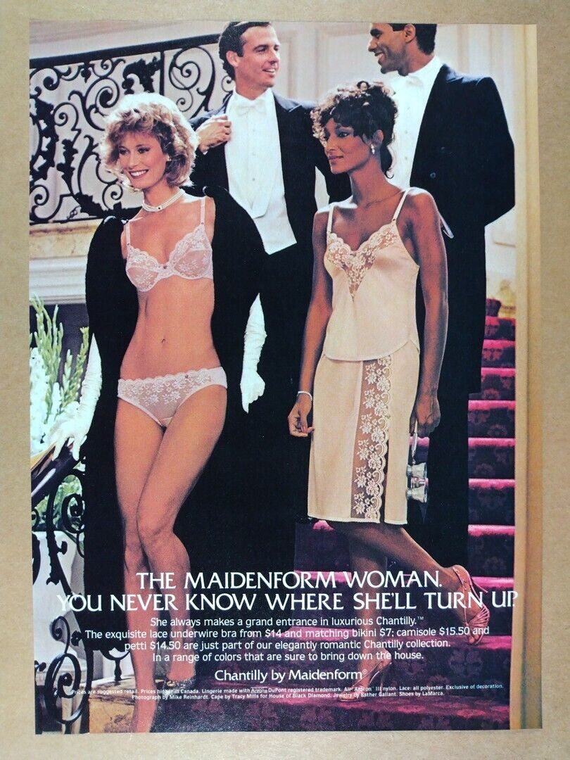 1983 Maidenform Chantilly Lace Bra Bikini Camisole Petti vintage print Ad