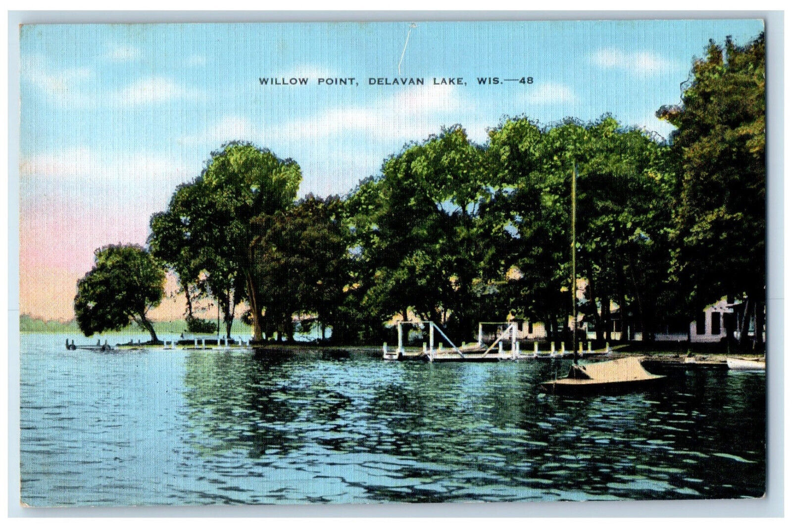c1940's Willow Point Delavan Lake Wisconsin WI Vintage Unposted Postcard