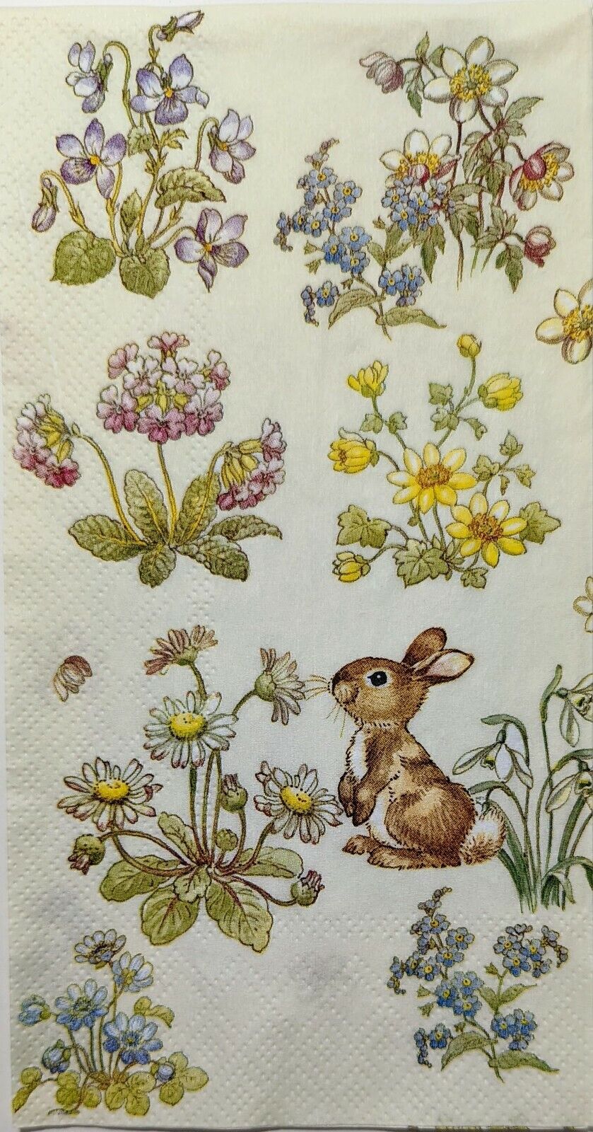 TWO Individual Paper Guest Decoupage Napkins - 1837 Curious Little Easter Rabbit