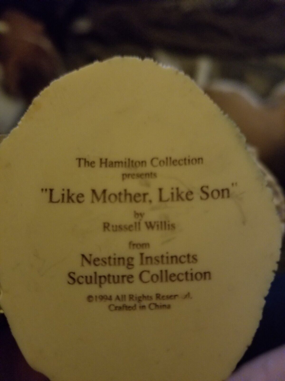 Like Mother Like Son Figurine  Hamilton Collection Owls Nesting Instincts