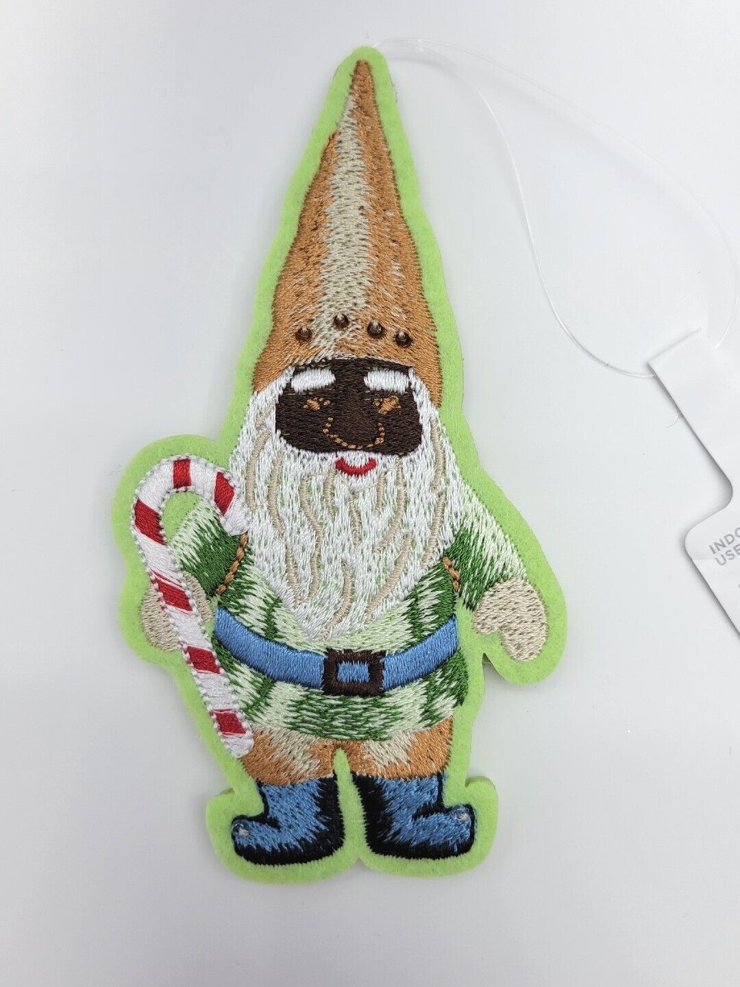 Garden Gnome With Candy Cane Felt Ornament Embroidered African American