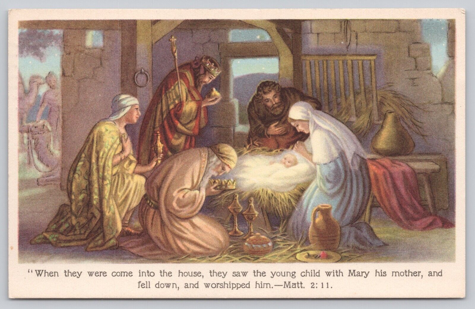 Postcard Baby Jesus Birth Religious Posted 1938