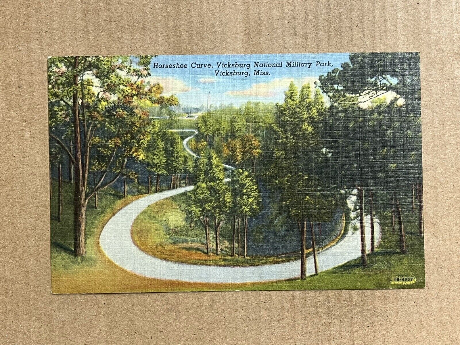 Postcard Mississippi MS Vicksburg National Military Park Horseshoe Curve Drive